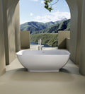 Luxury Solid Surface Freestanding Soaking Bathtub with matte white-polyresin