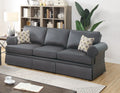 Charcoal Glossy Polyfiber 2pcs Sofa set Living Room charcoal grey-wood-primary living space-cushion