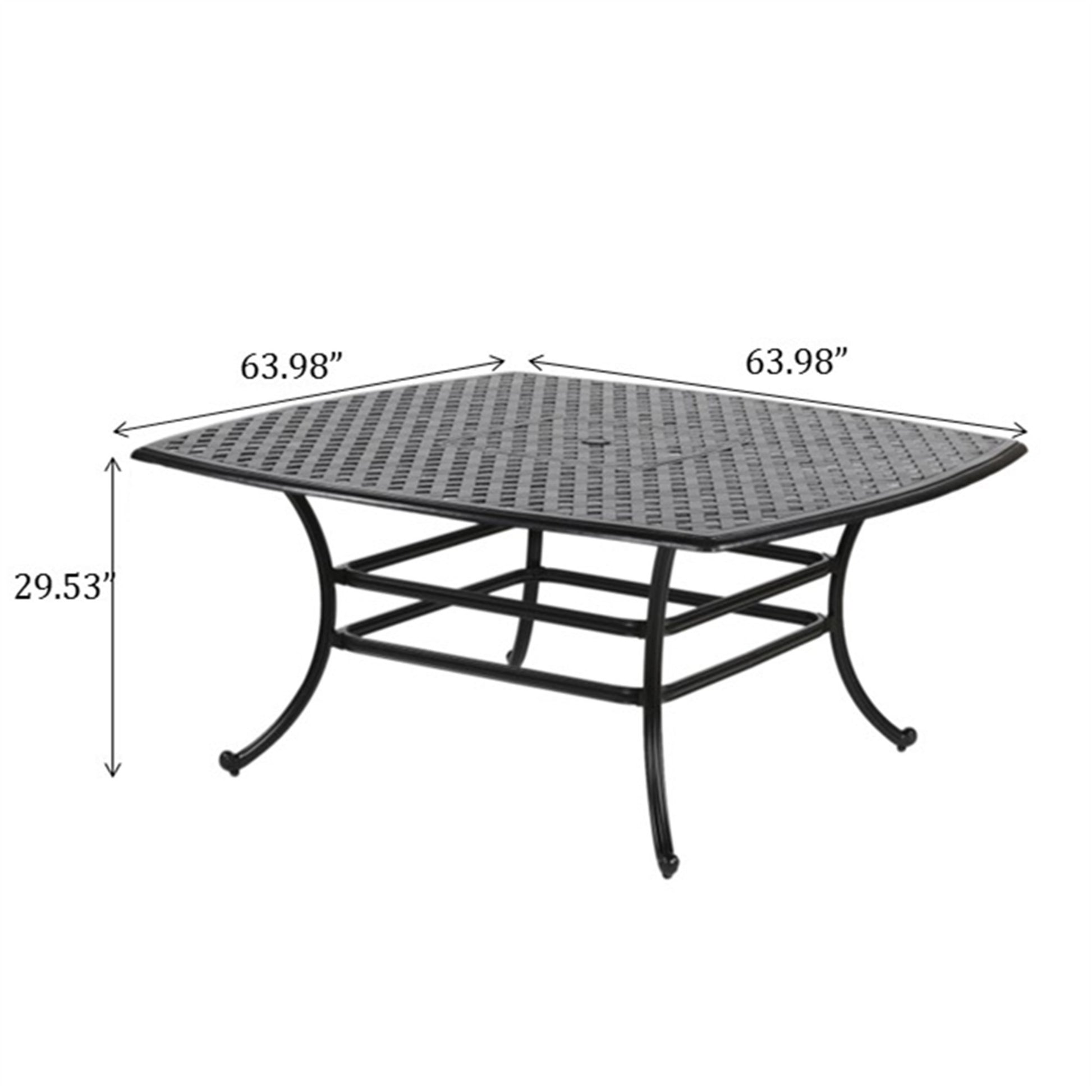 64" Square Dining Table, Dark Lava Bronze antique bronze-aluminum