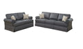 Charcoal Glossy Polyfiber 2pcs Sofa set Living Room charcoal grey-wood-primary living space-cushion