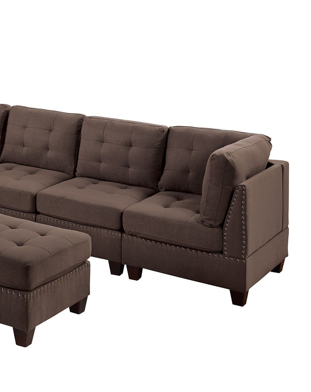 Contemporary Modular Sectional 7pc Set Living Room coffee-wood-primary living space-cushion