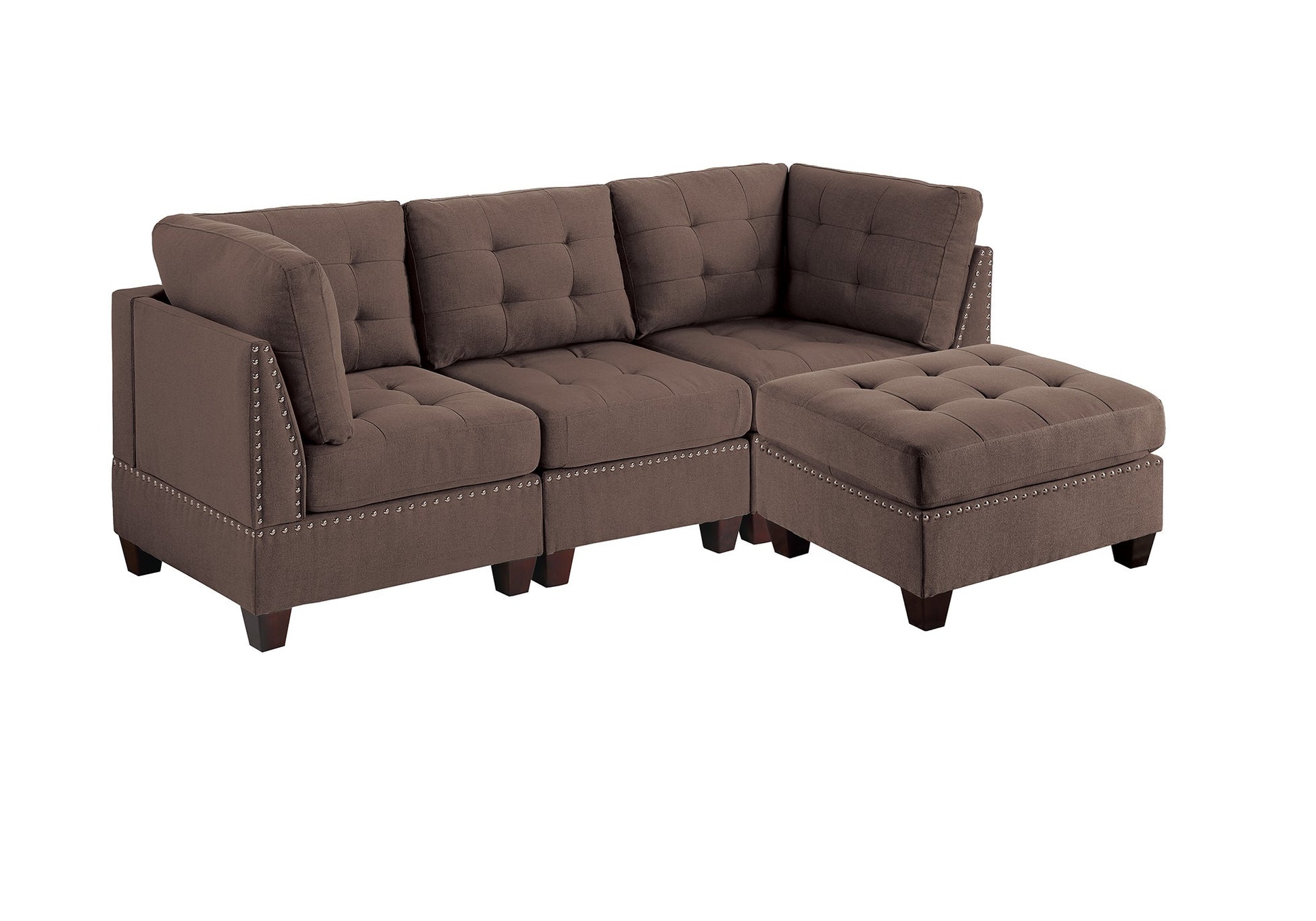 Modular Sectional 4pc Set Living Room Furniture Corner coffee-wood-primary living space-cushion