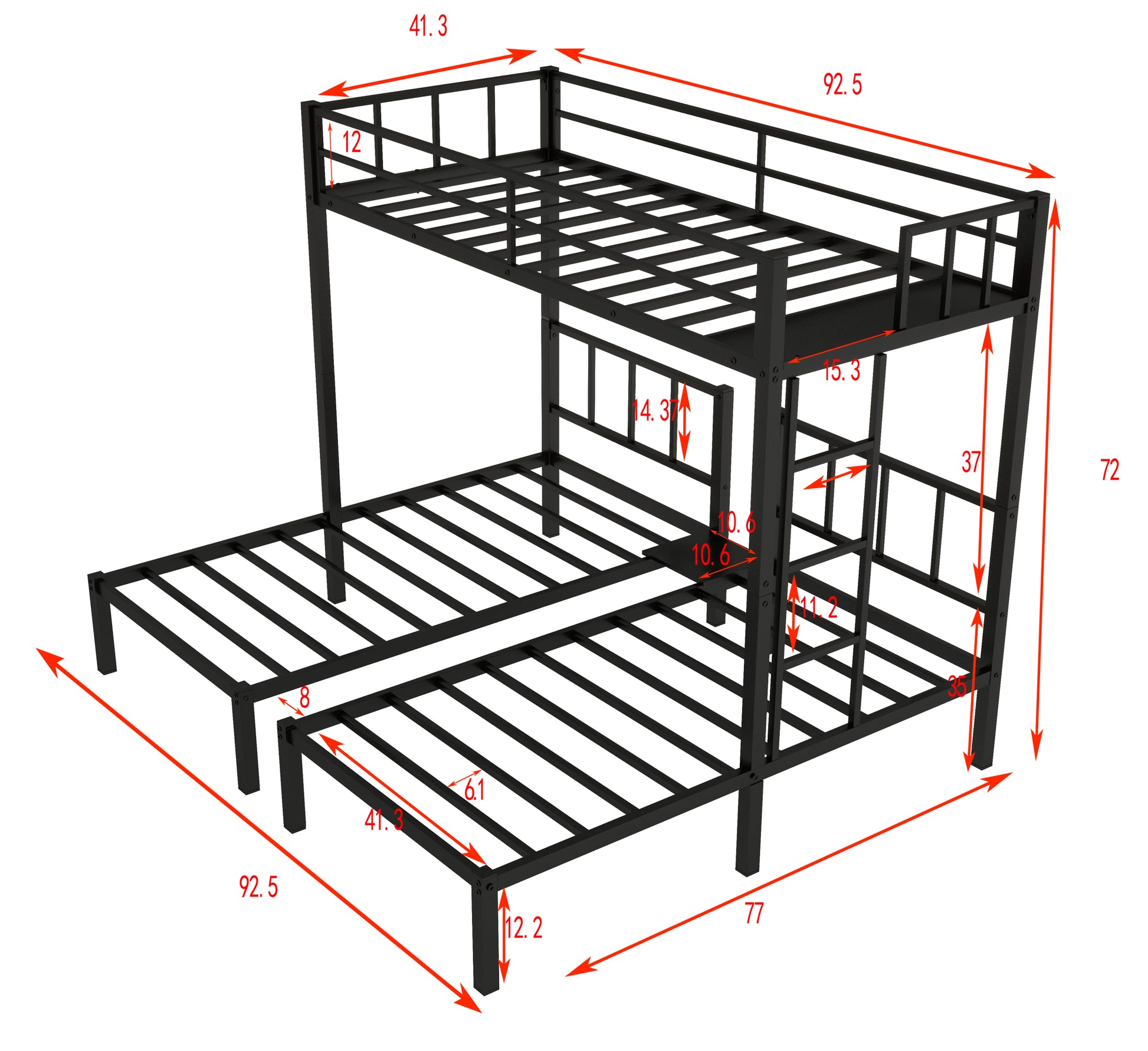 Twin Over Twin & Twin Bunk Beds For 3, Twin Xl