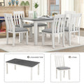 Retro Style 7 Piece Dining Table Set with white+gray-solid wood