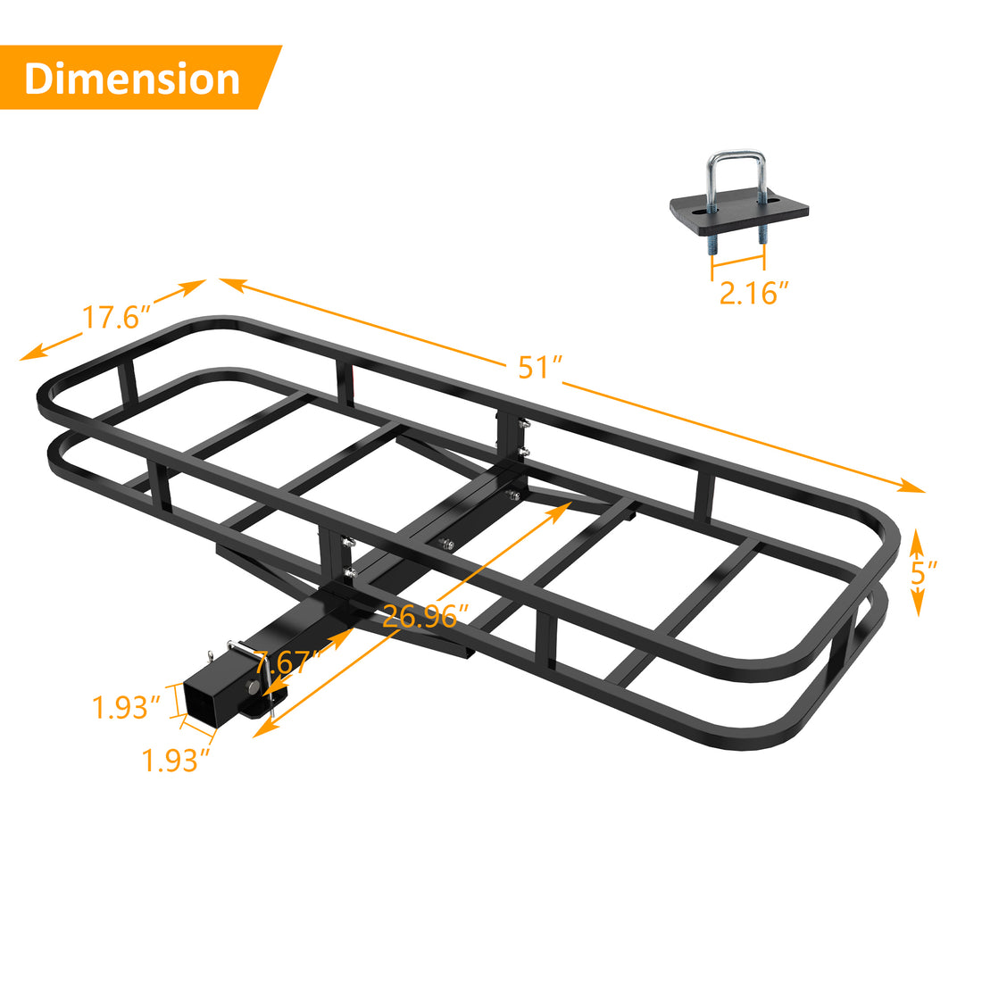 Folding Cargo Basket with Cargo Net black-metal