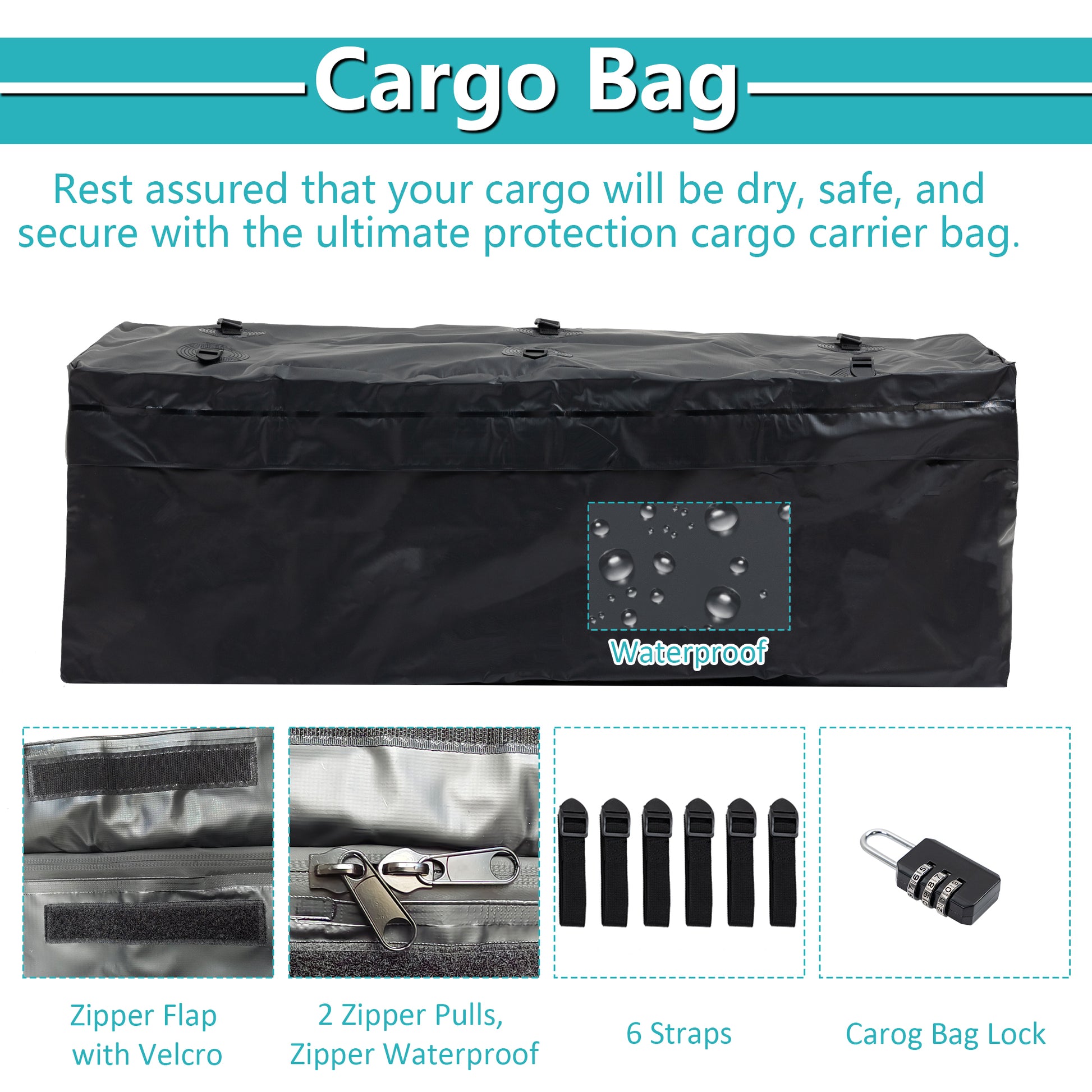 Folding Cargo Basket with Cargo Net black-metal