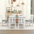 Retro Style 7 Piece Dining Table Set with white+gray-solid wood