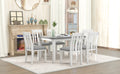 Retro Style 7 Piece Dining Table Set with white+gray-solid wood