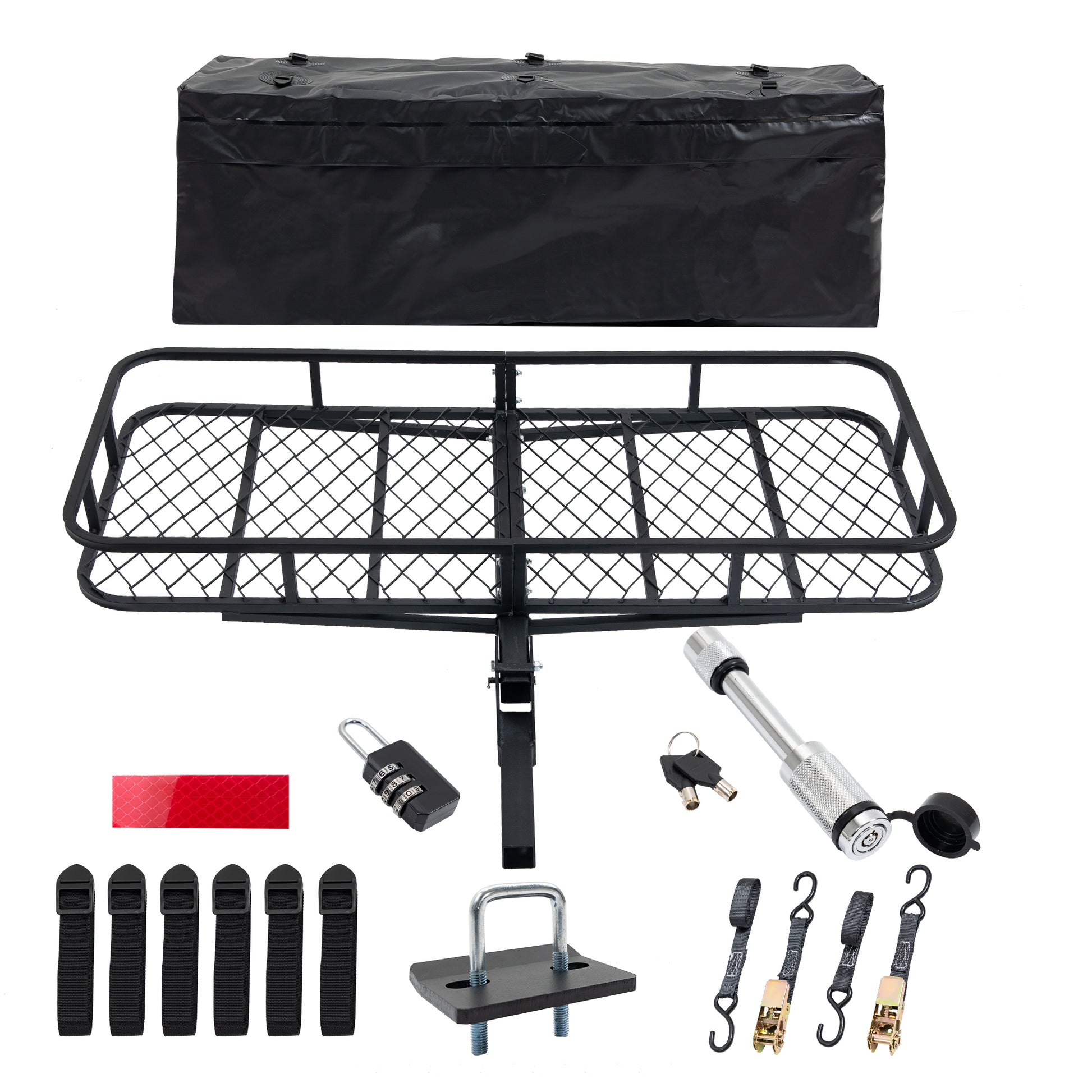 60" x 24" x 6" Folding Cargo Basket black-metal