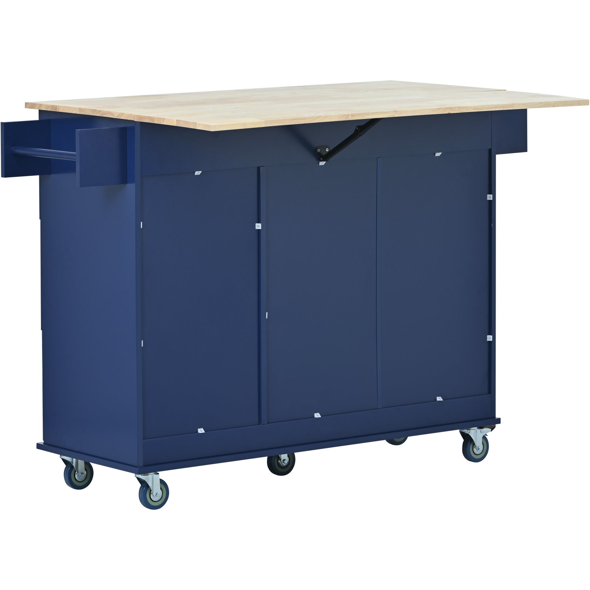 Rolling Mobile Kitchen Island with Drop Leaf Solid blue-mdf