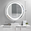 24 Inch Led Round Bathroom Mirror - Transparent