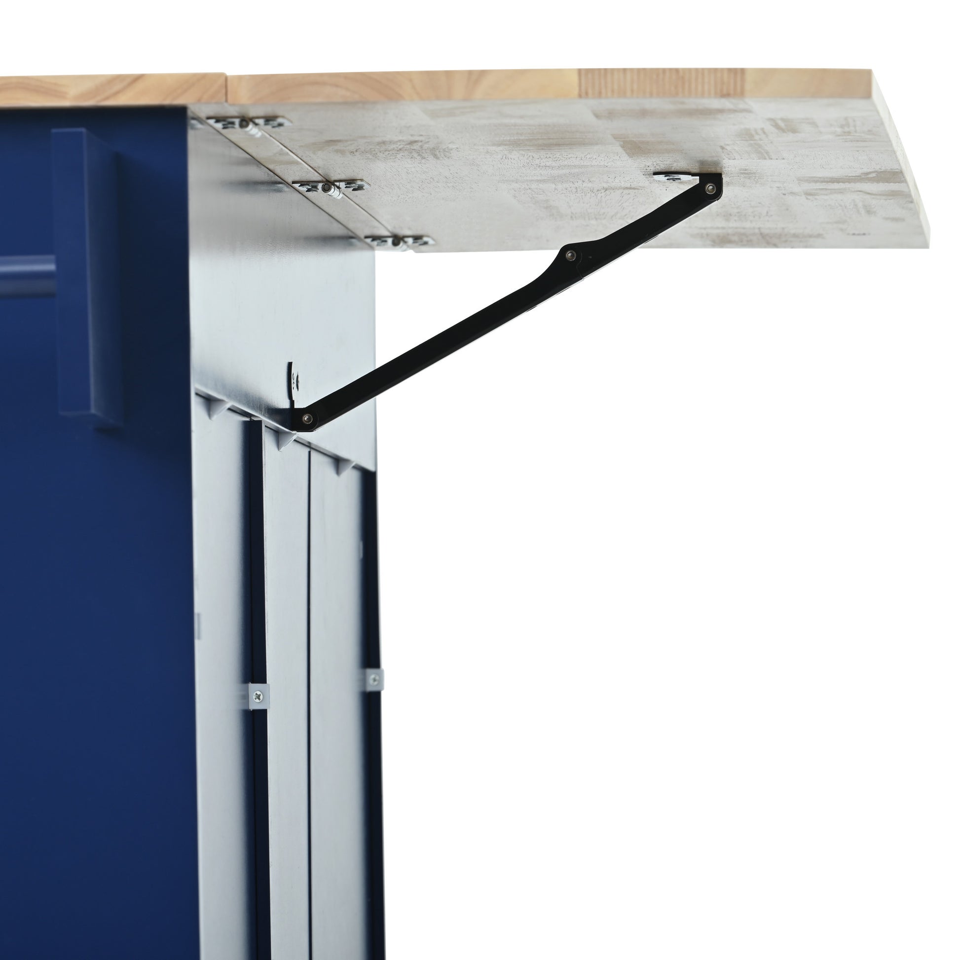 Rolling Mobile Kitchen Island with Drop Leaf Solid blue-mdf