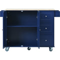 Rolling Mobile Kitchen Island with Drop Leaf Solid blue-mdf