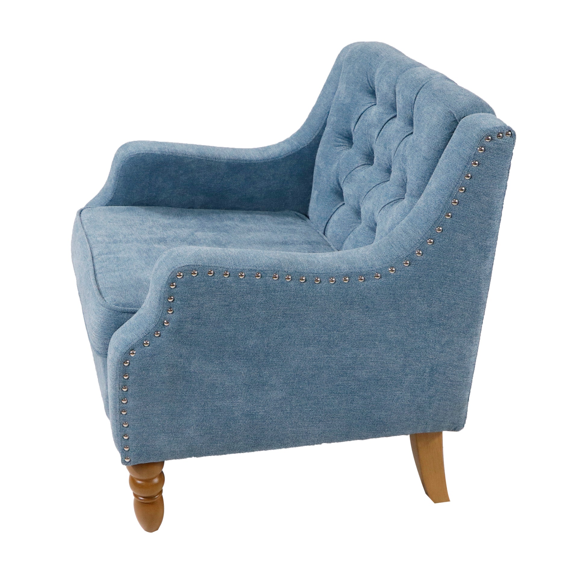 Blue Accent Chair, Living Room Chair, Footrest Chair blue-linen