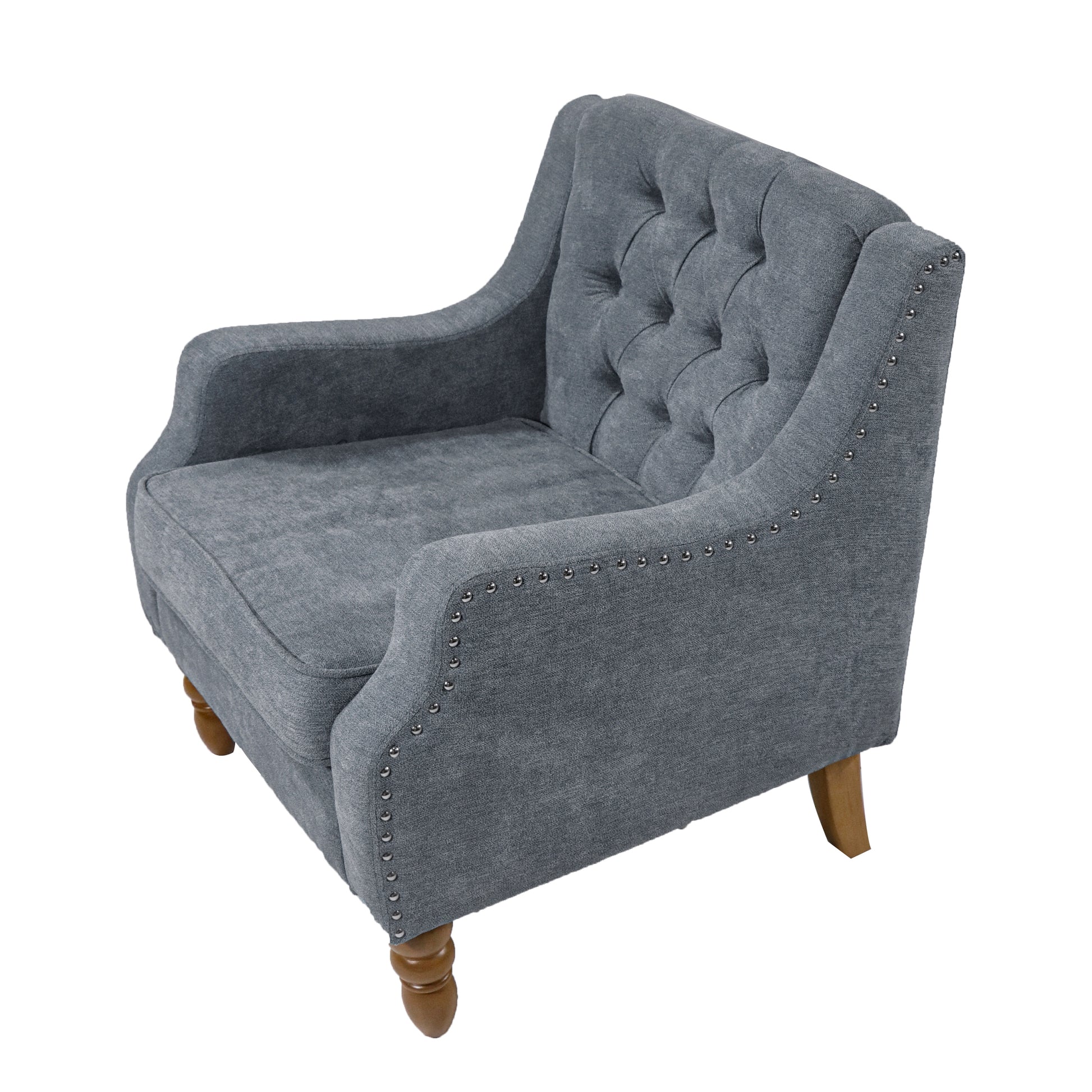 Grey Accent Chair, Living Room Chair, Footrest Chair grey-linen