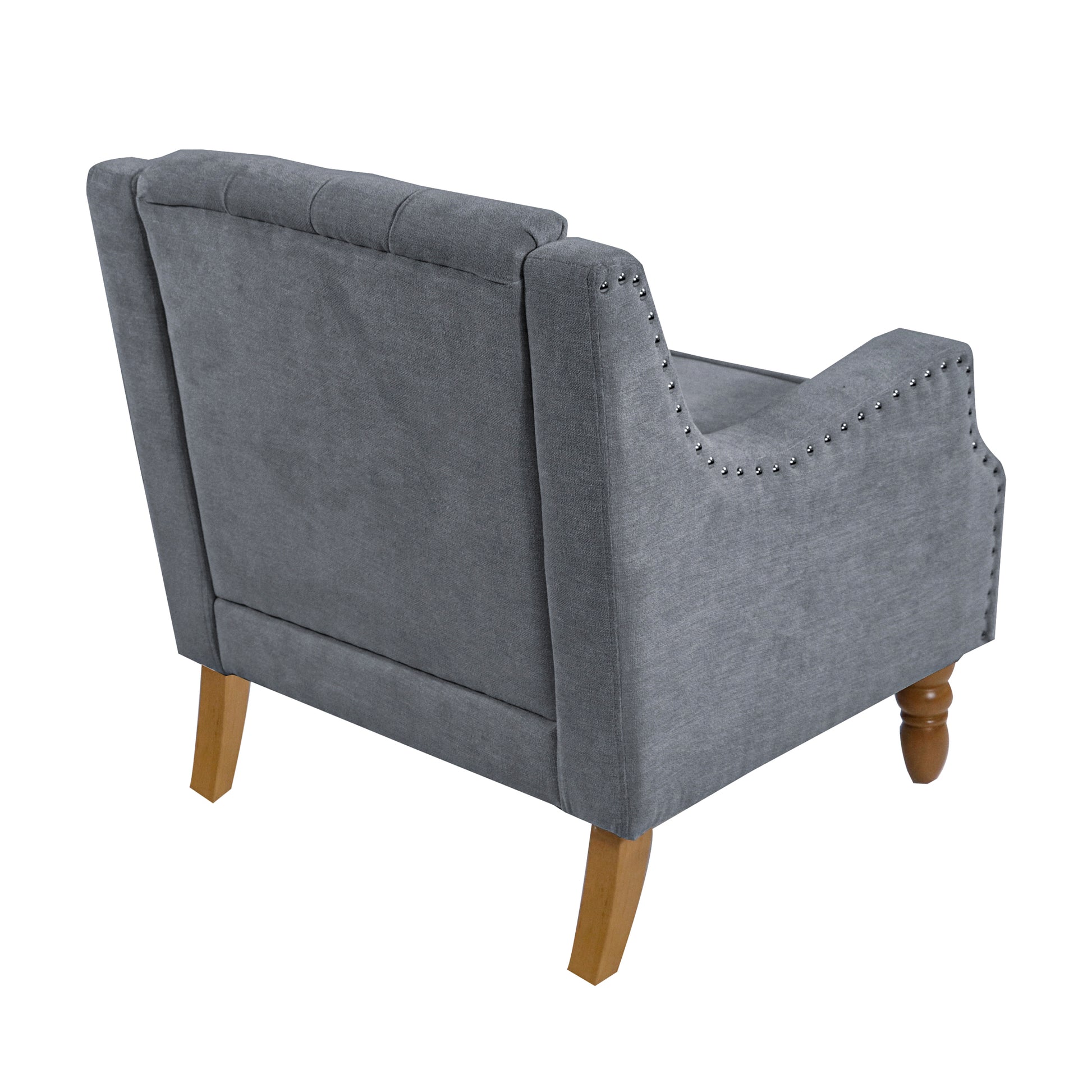 Grey Accent Chair, Living Room Chair, Footrest Chair grey-linen