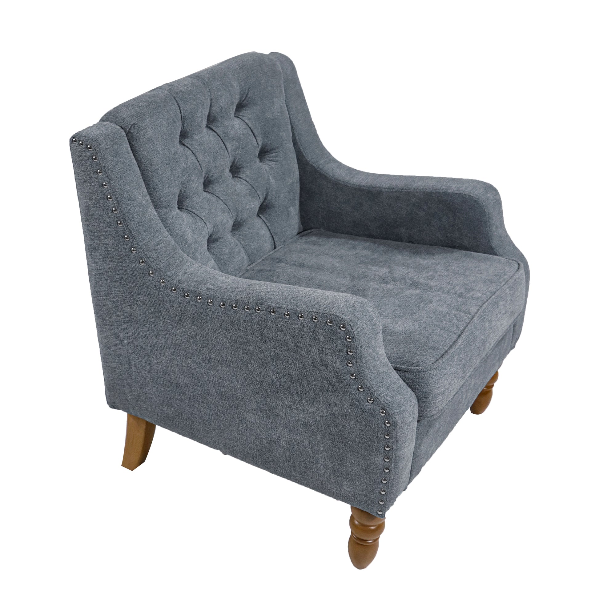 Grey Accent Chair, Living Room Chair, Footrest Chair grey-linen