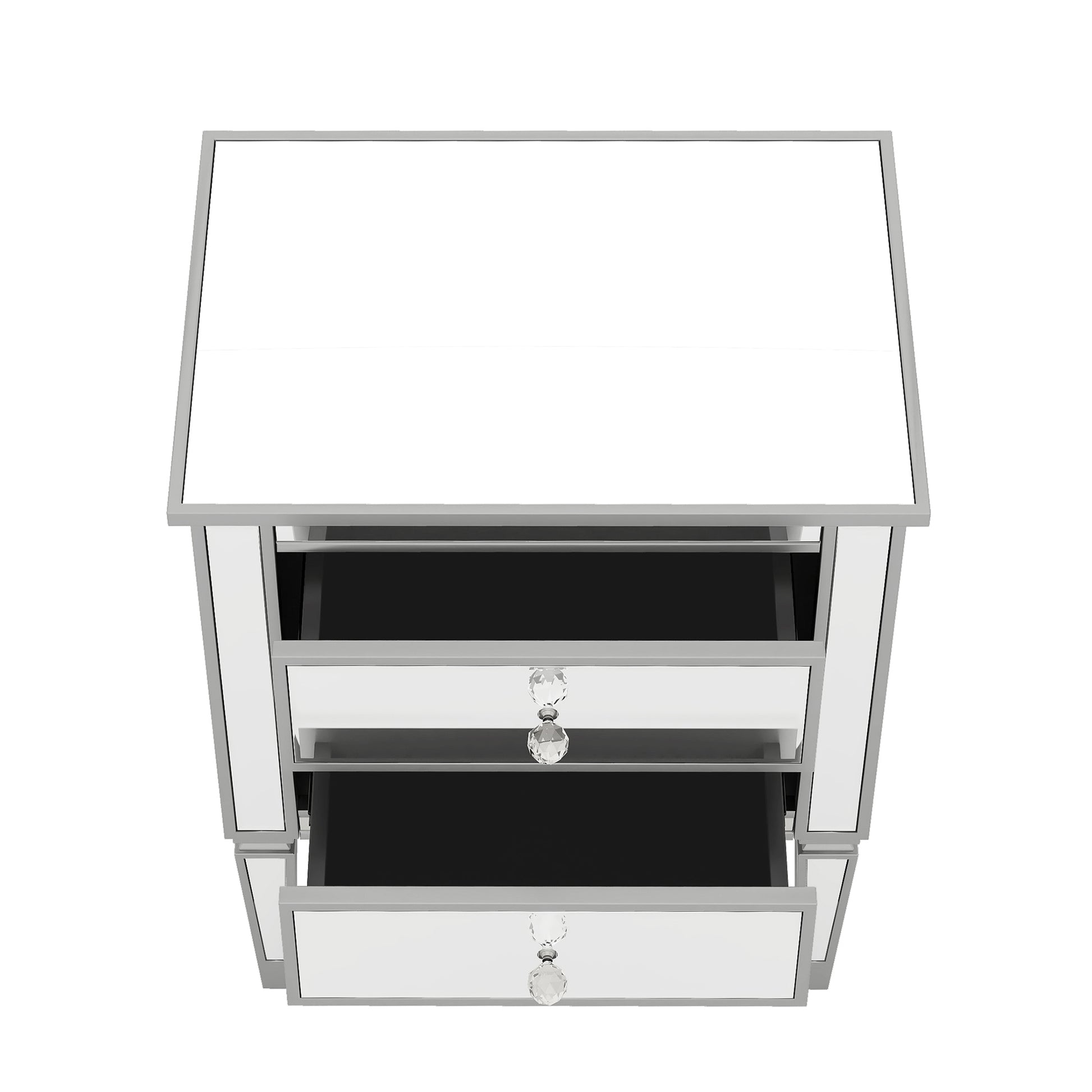 Elegant Mirrored Side Table With 2 Drawers,