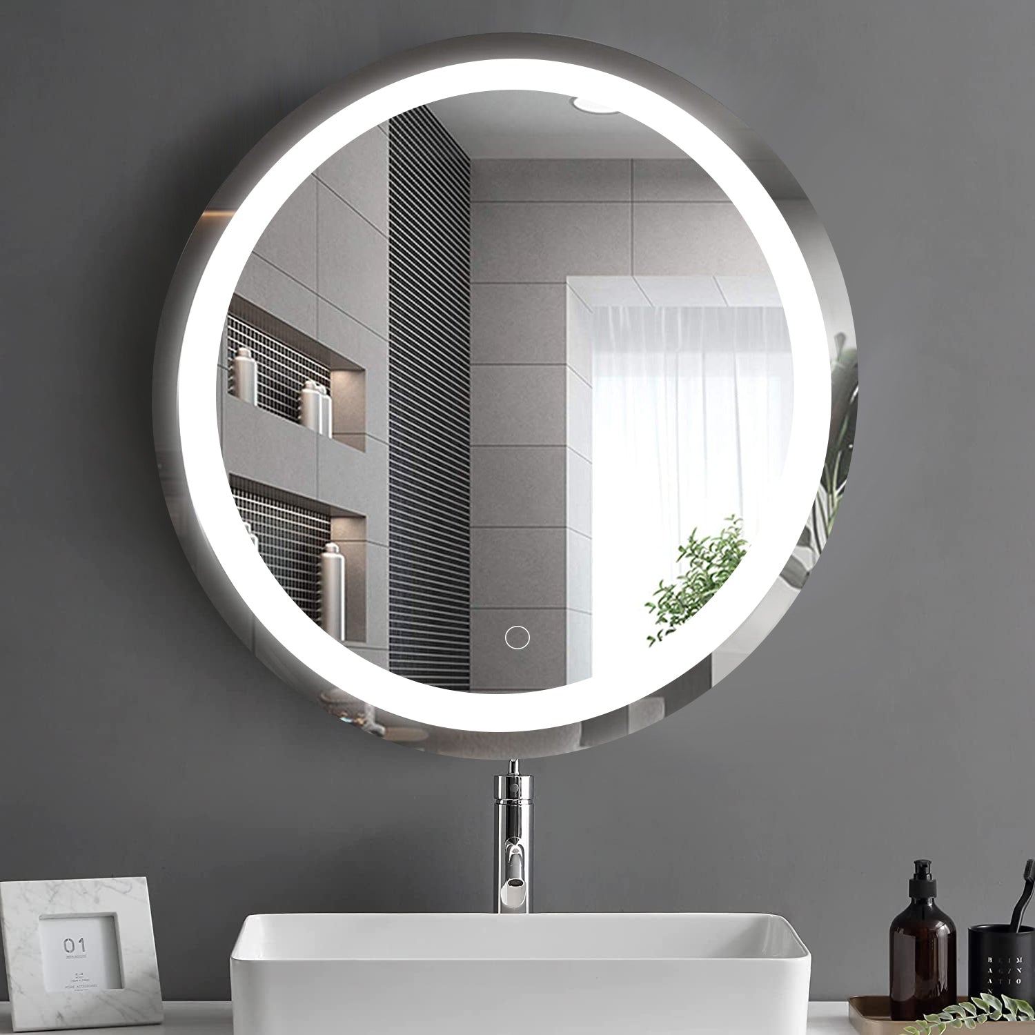 24 Inch Led Round Bathroom Mirror - Transparent