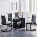 Large Modern Minimalist Rectangular Glass Dining Table black-mdf+glass