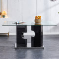 Large Modern Minimalist Rectangular Glass Dining Table black-mdf+glass