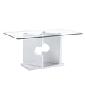 Large modern minimalist rectangular glass dining white-mdf+glass