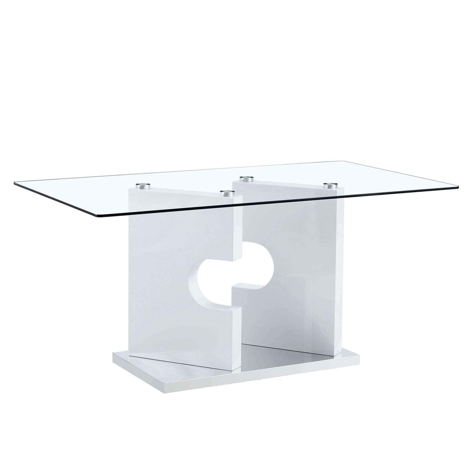 Large modern minimalist rectangular glass dining white-mdf+glass