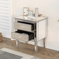 Elegant Mirrored Side Table With 2 Drawers,