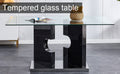 Large Modern Minimalist Rectangular Glass Dining Table black-mdf+glass