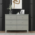 Champagne Silver Rubber Wood Dresser with 6 Drawers champagne-solid wood+mdf