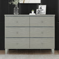 Champagne Silver Rubber Wood Dresser with 6 Drawers champagne-solid wood+mdf