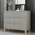 Champagne Silver Rubber Wood Dresser with 6 Drawers champagne-solid wood+mdf