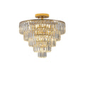 Gold Crystal Chandeliers,5 Tier Round Semi Flush Mount gold-crystal-iron