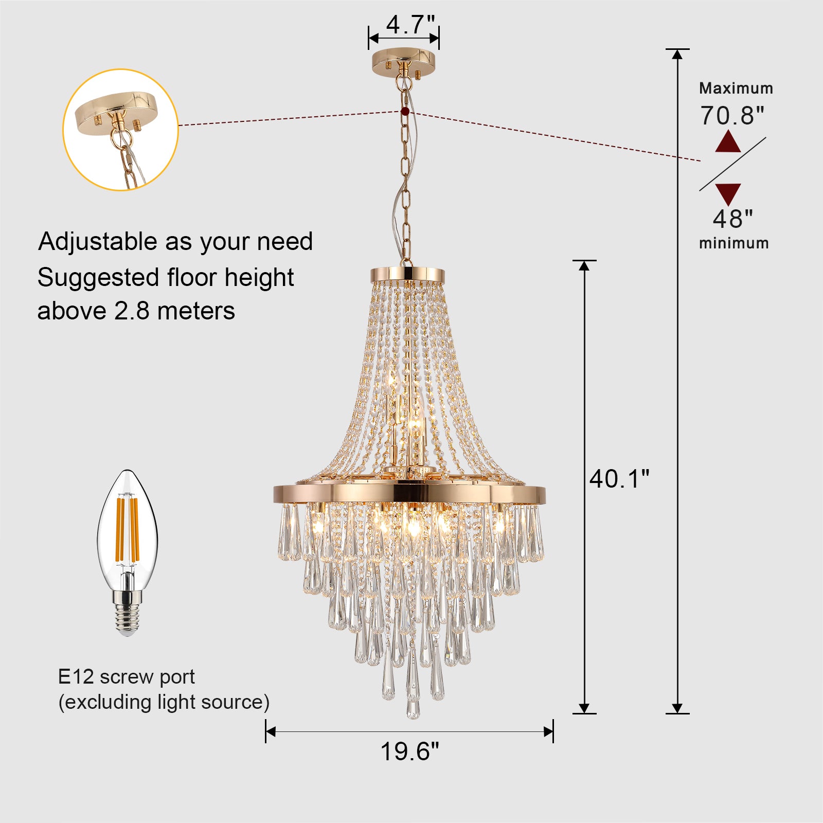 Gold Crystal Chandeliers,Large Contemporary Luxury gold-crystal-iron