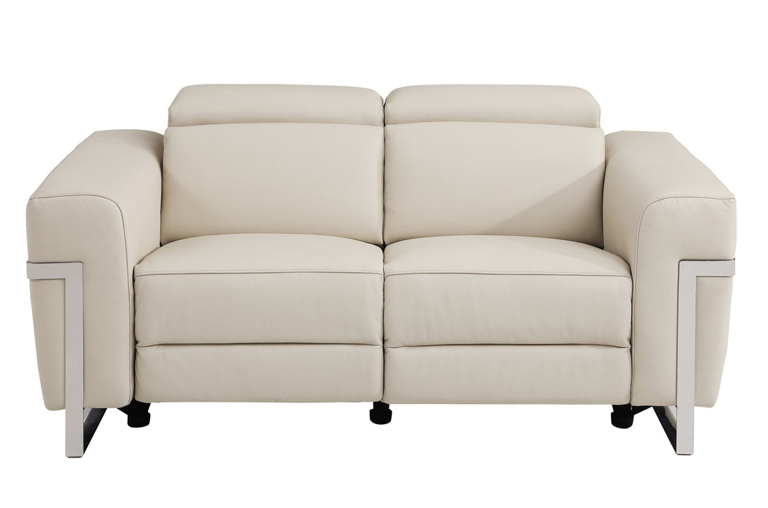 Top Grain Italian Leather Loveseat with beige-foam-leather