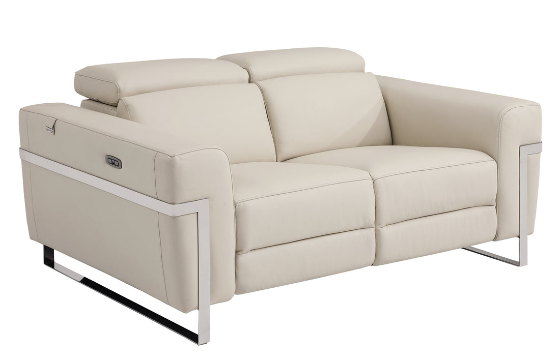 Top Grain Italian Leather Loveseat with beige-foam-leather