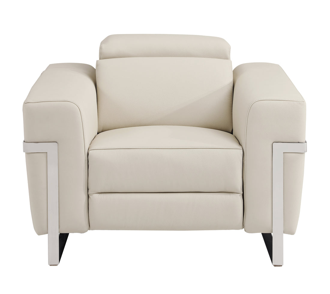 Top Grain Italian Leather Chair with beige-foam-leather