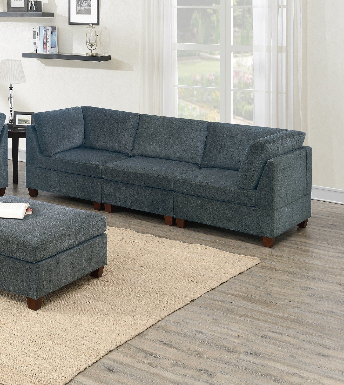 Living Room Furniture Grey Chenille Modular Sofa Set grey-chenille-wood-primary living space-cushion