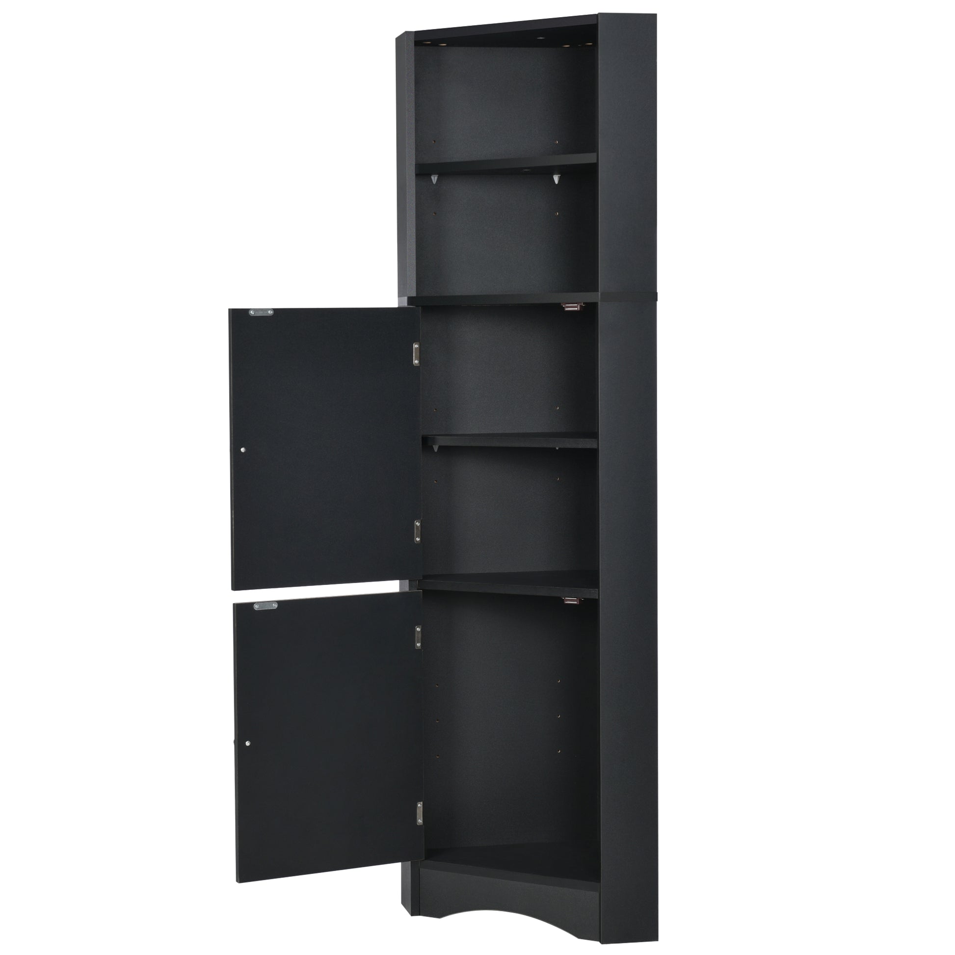 Tall Bathroom Corner Cabinet, Freestanding Storage black-mdf