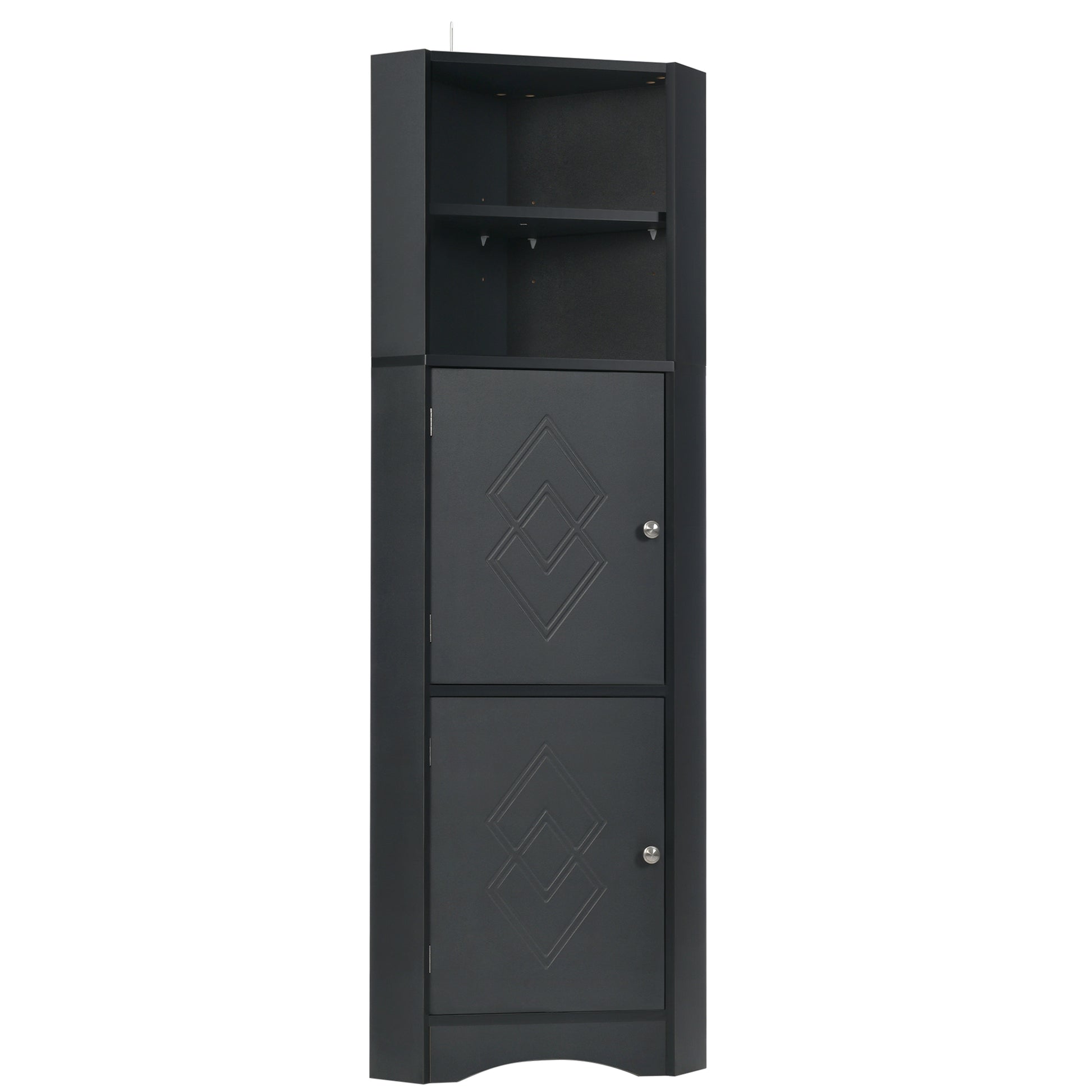 Tall Bathroom Corner Cabinet, Freestanding Storage black-mdf