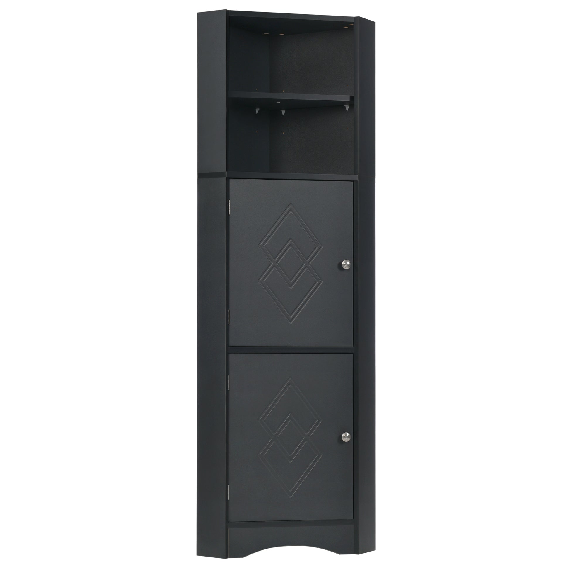 Tall Bathroom Corner Cabinet, Freestanding Storage black-mdf