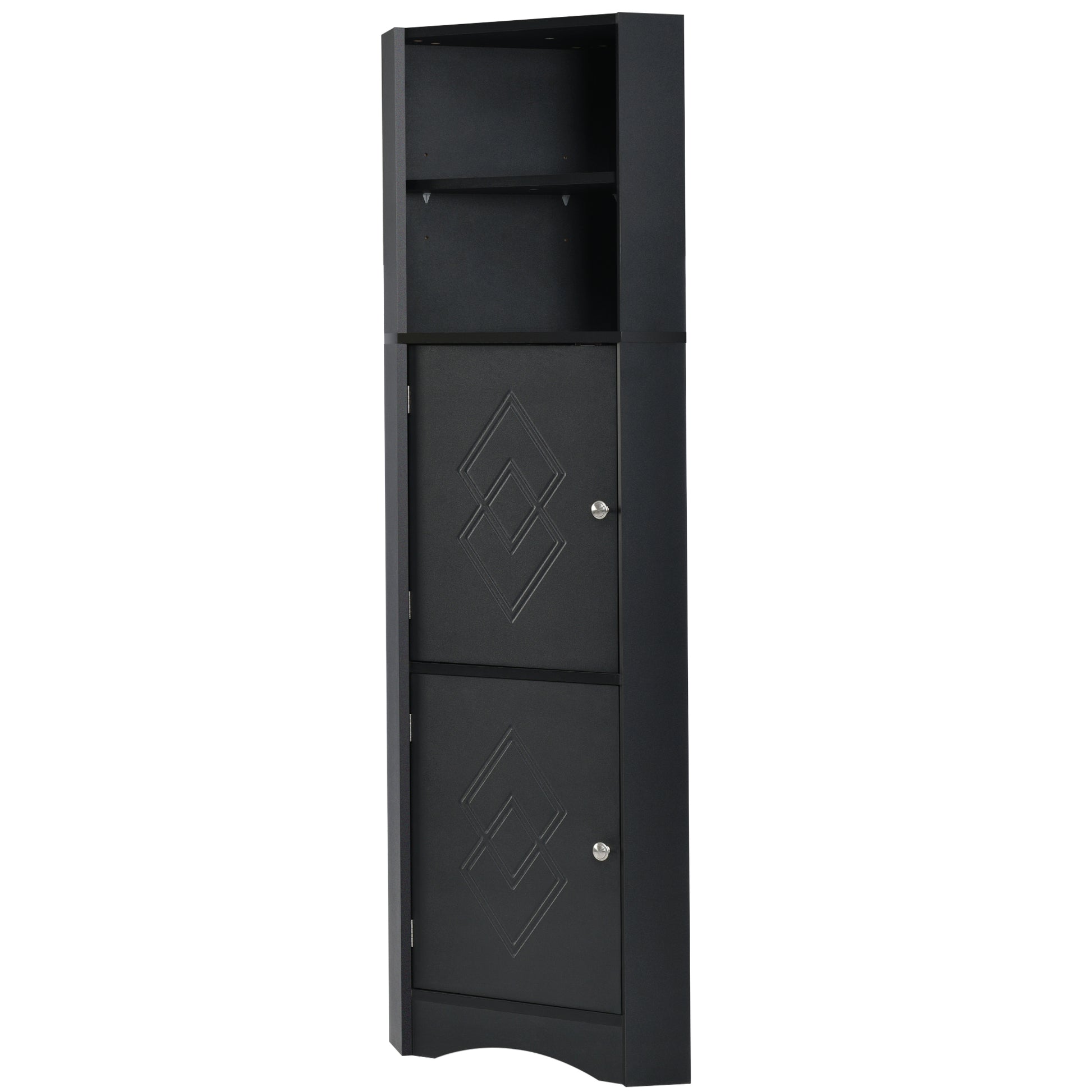 Tall Bathroom Corner Cabinet, Freestanding Storage black-mdf