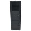 Tall Bathroom Corner Cabinet, Freestanding Storage black-mdf