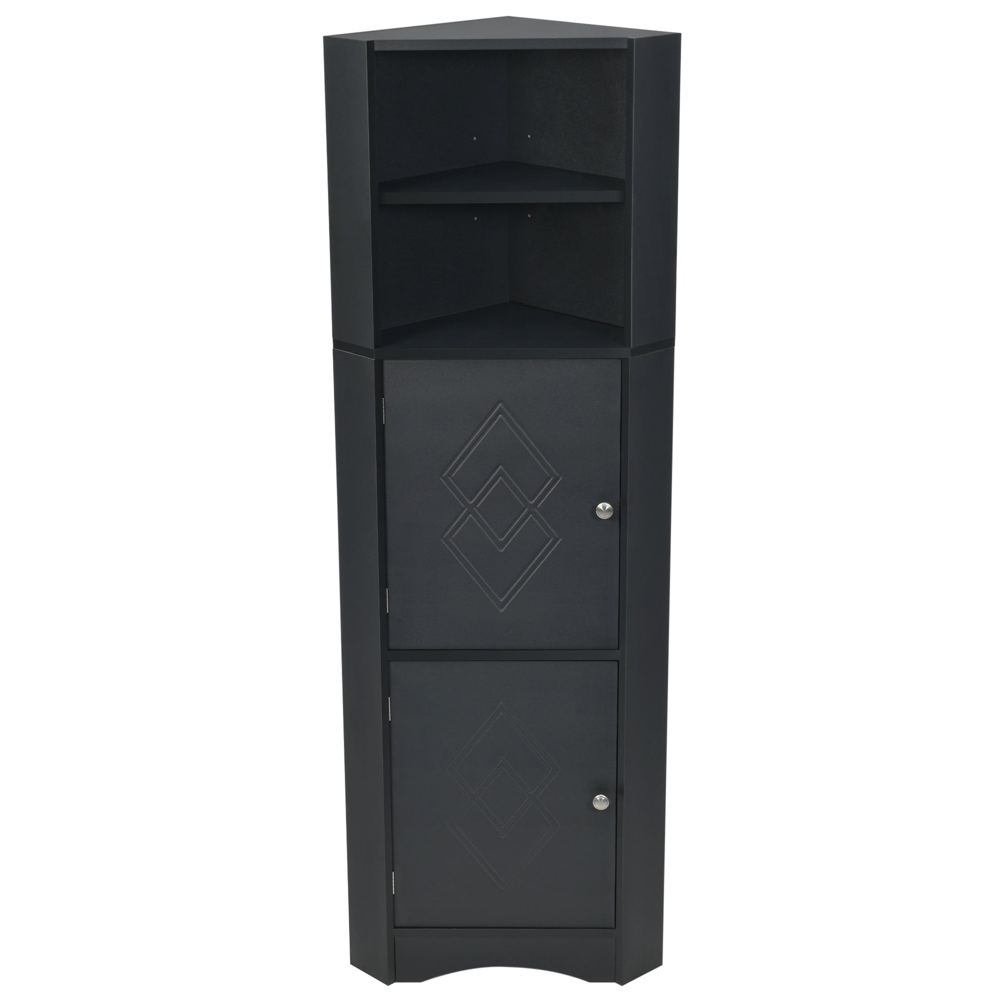 Tall Bathroom Corner Cabinet, Freestanding Storage black-mdf