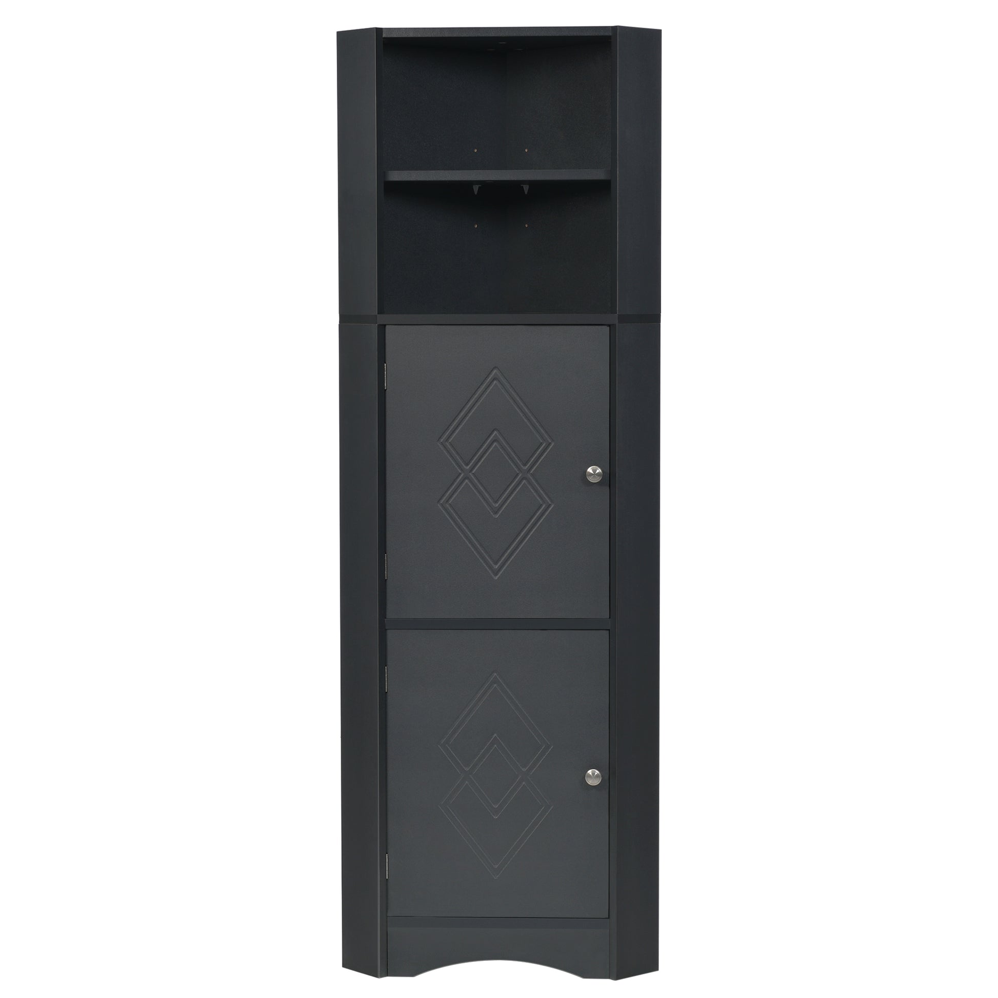 Tall Bathroom Corner Cabinet, Freestanding Storage black-mdf