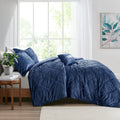 Velvet Comforter Set navy-polyester