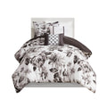 Floral Print Comforter Set white+black-polyester