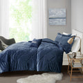 Velvet Comforter Set navy-polyester