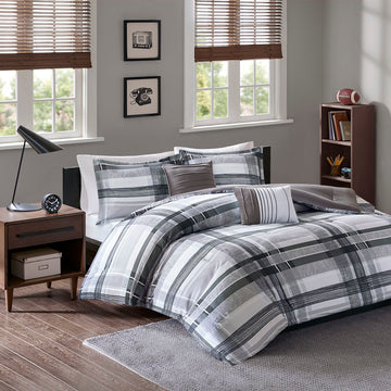 Plaid Comforter Set black-polyester