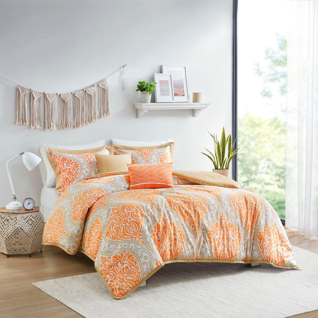 Comforter Set orange-polyester